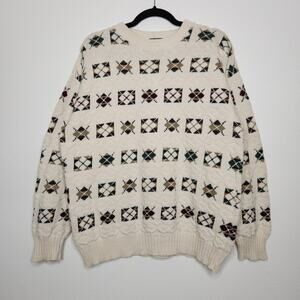 Vintage Knightsbridge Crewneck Sweater Golf Argyle Prep Collegiate Grandpa Knit